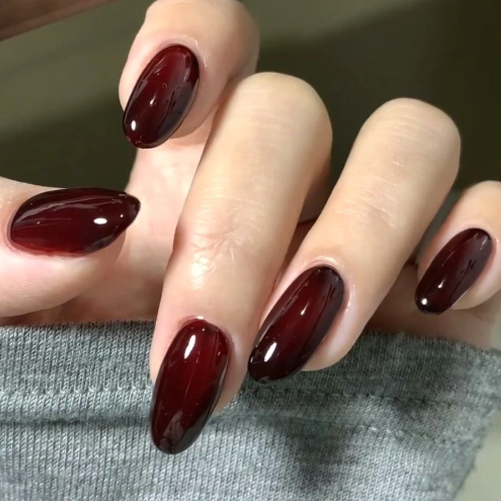 

Gothic Black Red Halo Dyeing Gradient Nail Art Halloween Christmas False Nails Detachable Finished Fake Nails Press on Nails