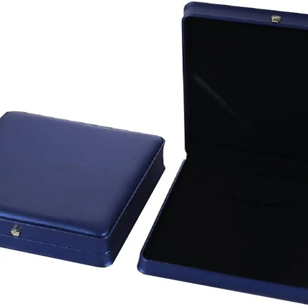 

Роскошная синяя кожаная шкатулка для свадебных украшений: органайзер для ожерелья, сережек, колец