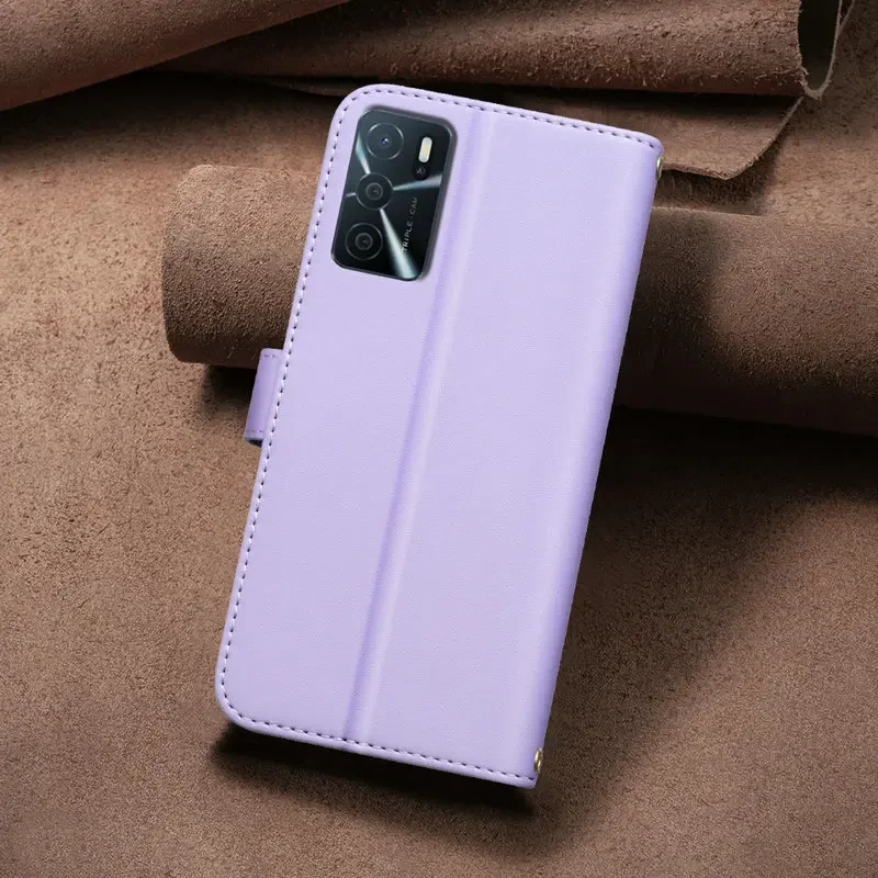 Checkered Leather Magnet Flip Case for OPPO A52 A72 A54 A74 A94 A55 A60 A79 A54S A16S 79 A 16 54 74 94 52 72 60 4G 5G Book Cover