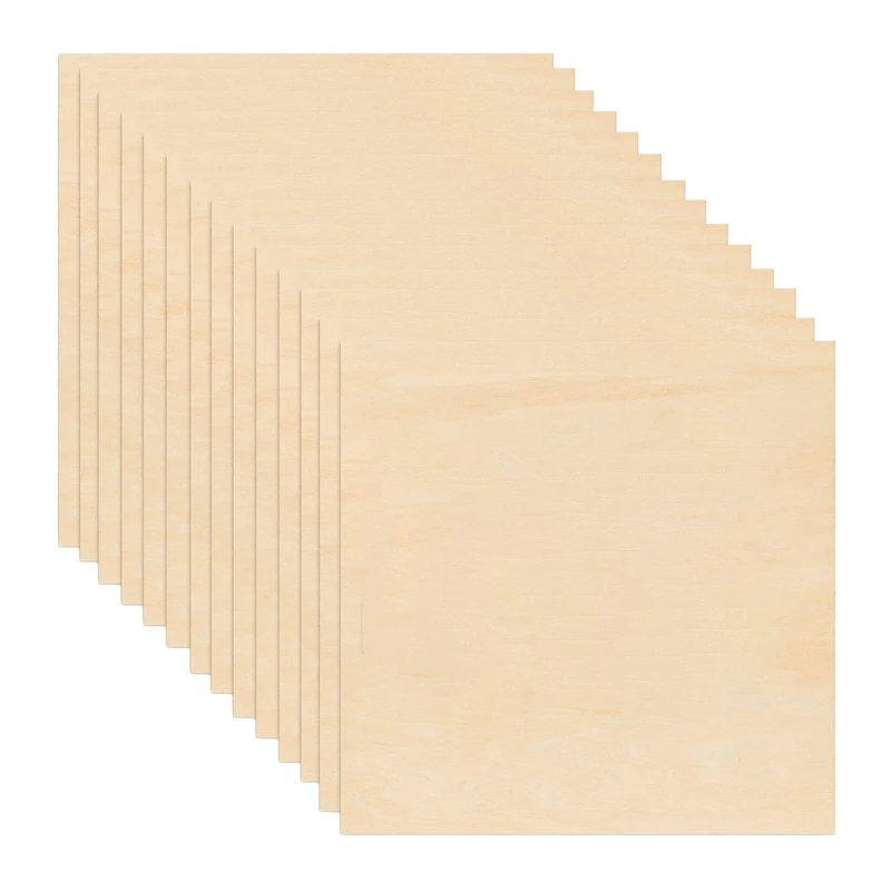 50Packs 4 X 4 Inch Plywood Sheets 1/16 Inch Thin Wood Sheets Craft Wood Board Plywood For Crafts