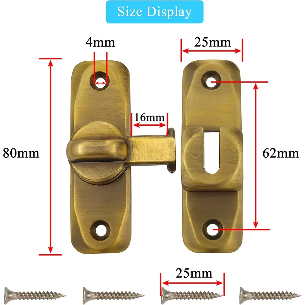 Sliding Door Lock Anti-theft Buckle Door Bolt Toggle Hardware 90 Degree Sliding Door Latch Solid Buckle Cam Cylinder Locks