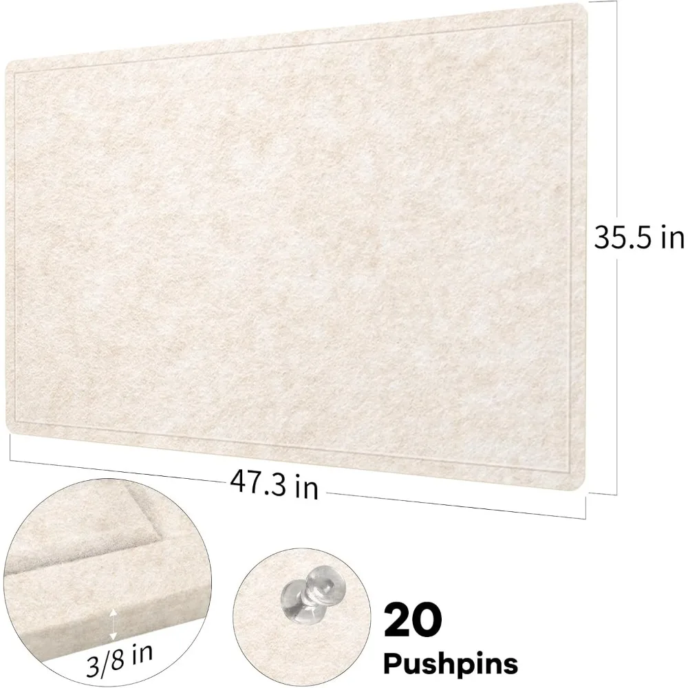 لوحة دبوس لباد كبيرة مقاس 48 × 36 بوصة - عرض صور قابل للطي مع دبابيس ضغط، ديكور حائط ذاتي اللصق للمنزل والمكتب والمدرسة #5