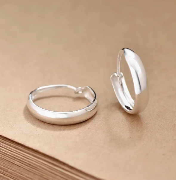 pure silver 999 earrings simple earring small hook earrings big circle earrings customized silver jewelry personalized earrings image 3