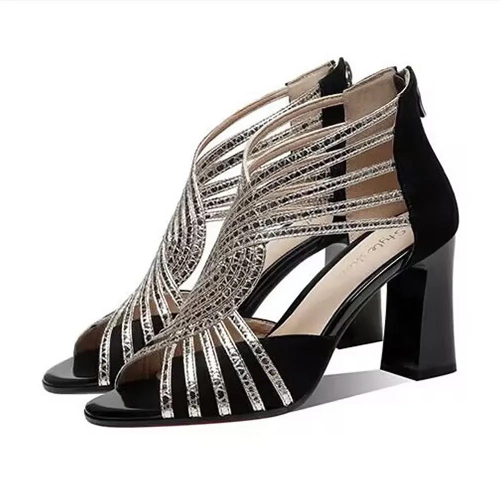 

Новые летние женские модные сандалии на высоком каблуке с круглым носком и открытым носком, на тонком ремешке и молнии, нескользящие износостойкие женские модные сандалии на высоком каблуке