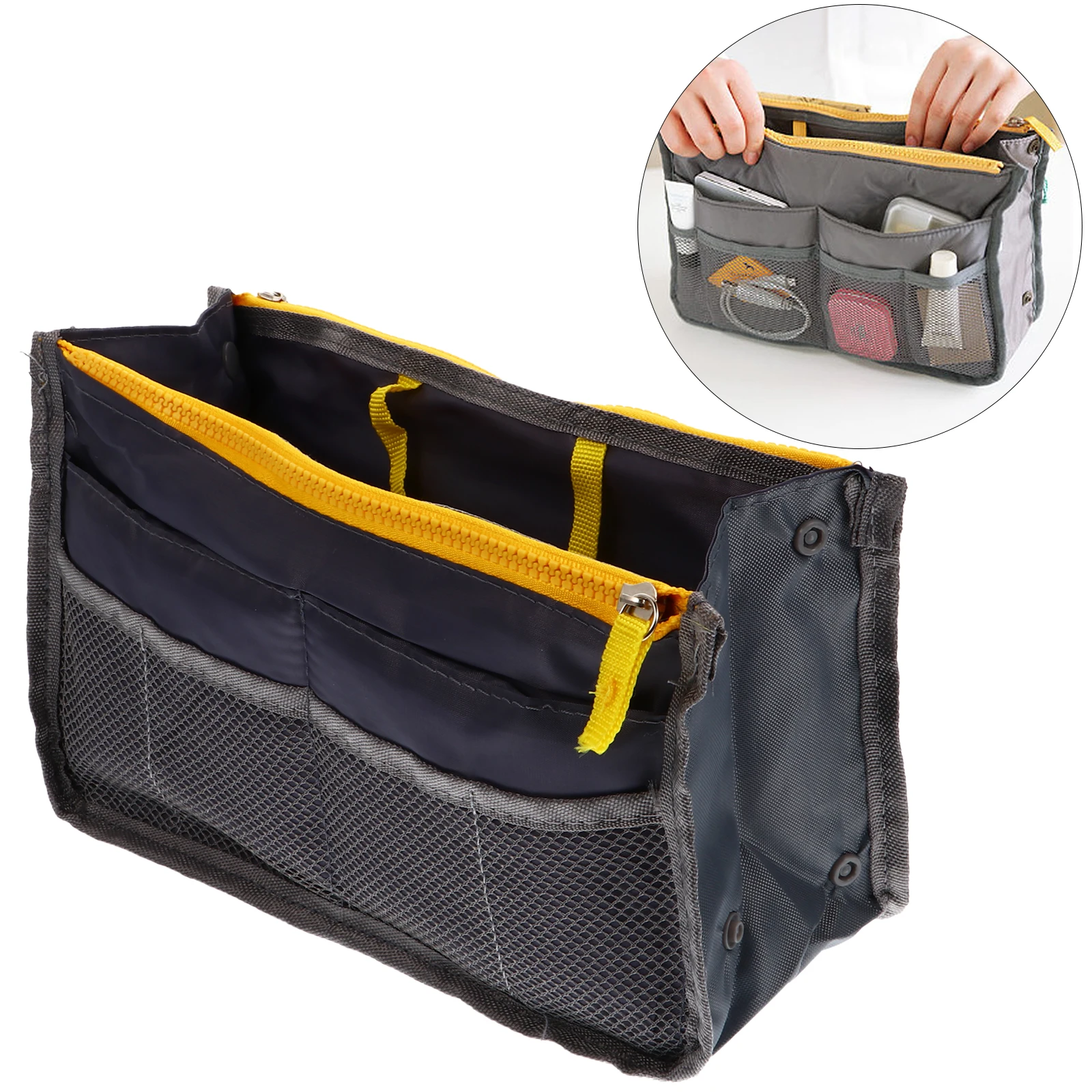 

Toiletry Organizer Handbag Liner Travel for Women Capacity Lining Grey Storage The Tote