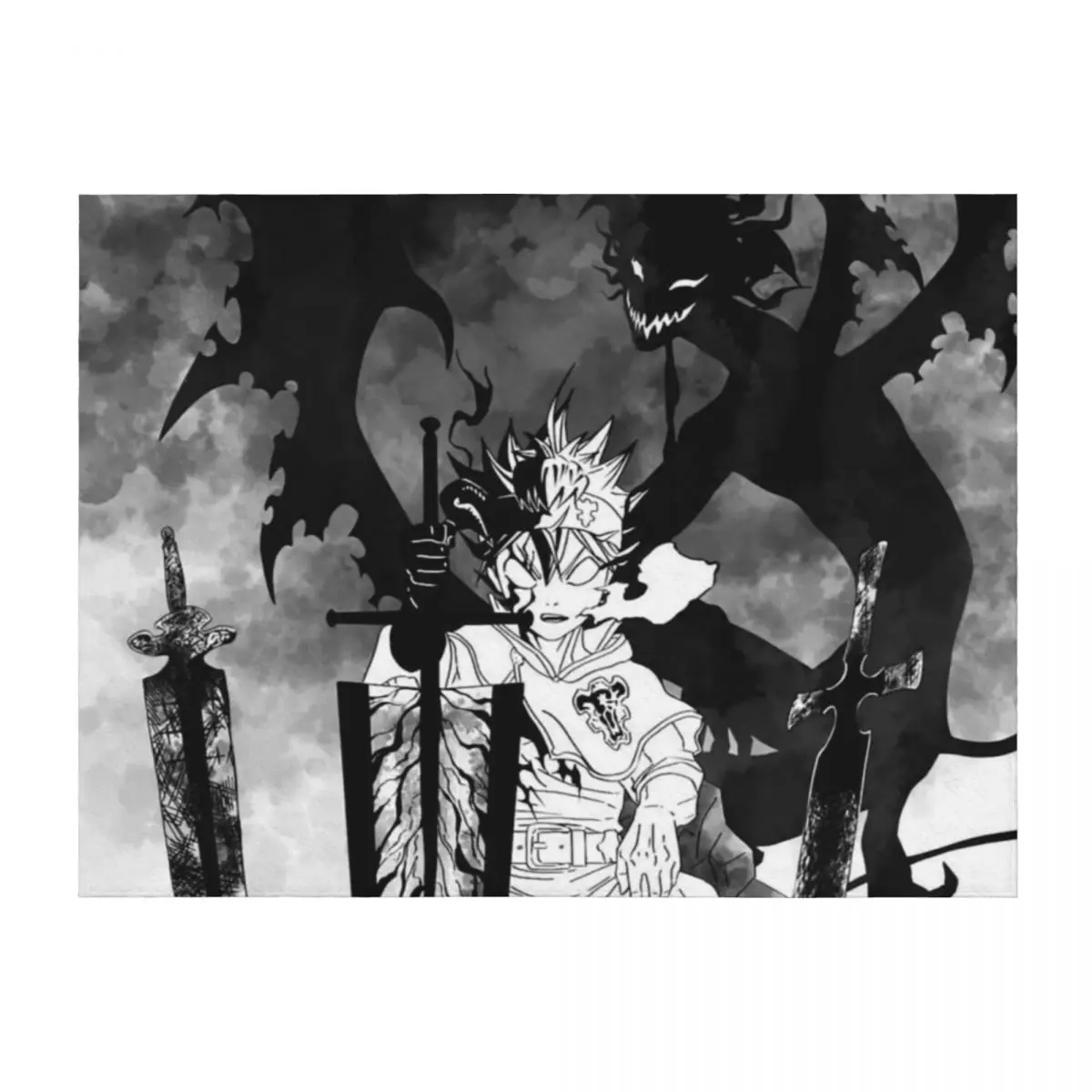 

three sword asta and devil Throw Blanket bed plaid Hair Moving Soft Big Blankets