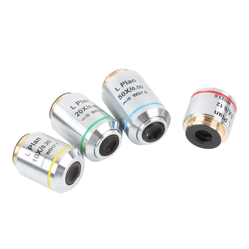 Infinity Long Working Distance 5X 10X 20X 50X Metallurgical Microscope Plan Achromatic Objective Lens RMS Thread Interface