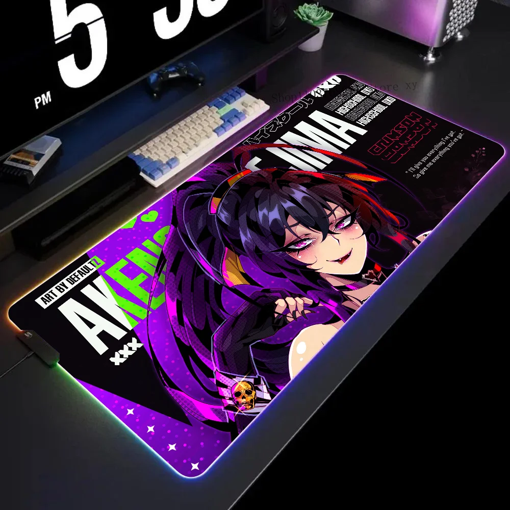 Akeno Crimson Queen Mousepad XXL RGB Gaming Mouse Pads HD Black Gamer Accessories Large LED