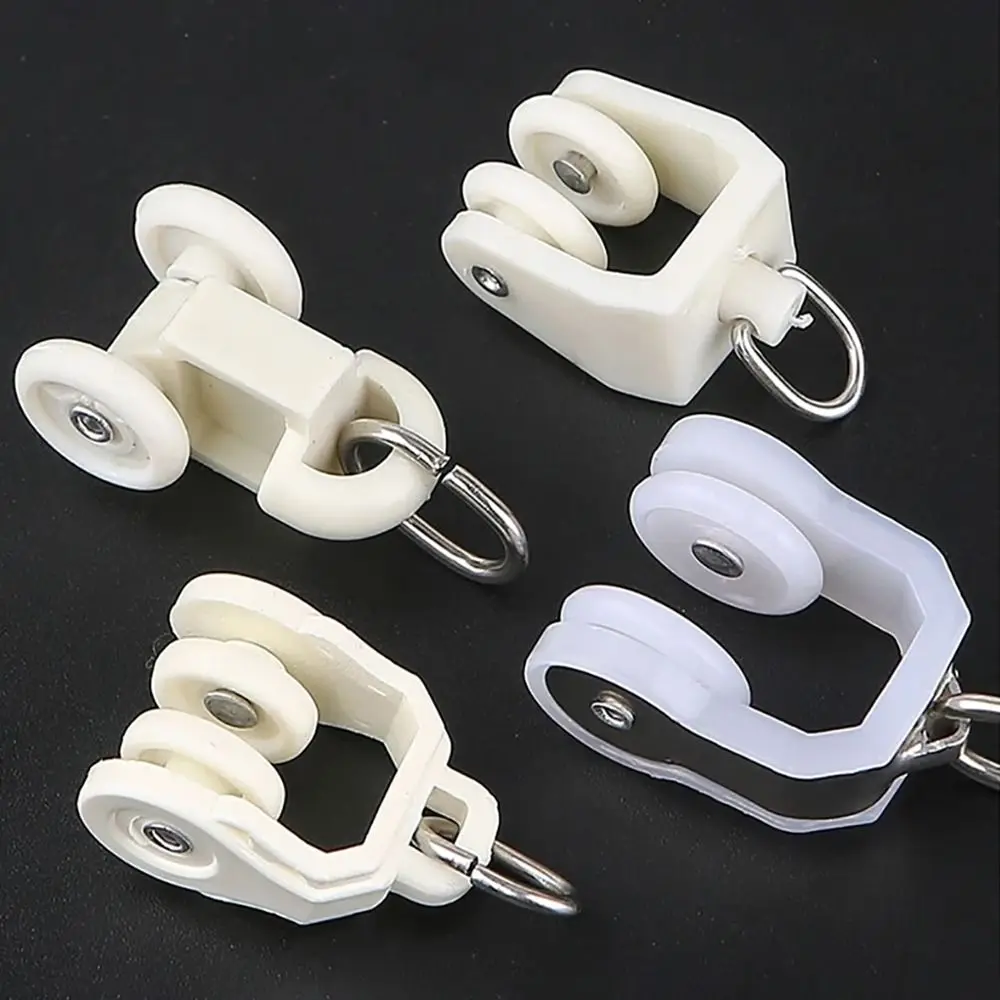 10Pcs Straight Curved Track Rollers Curtain Wheels Rail Curtains Hook Ring Slider Decorative Curtain Rod Pulley