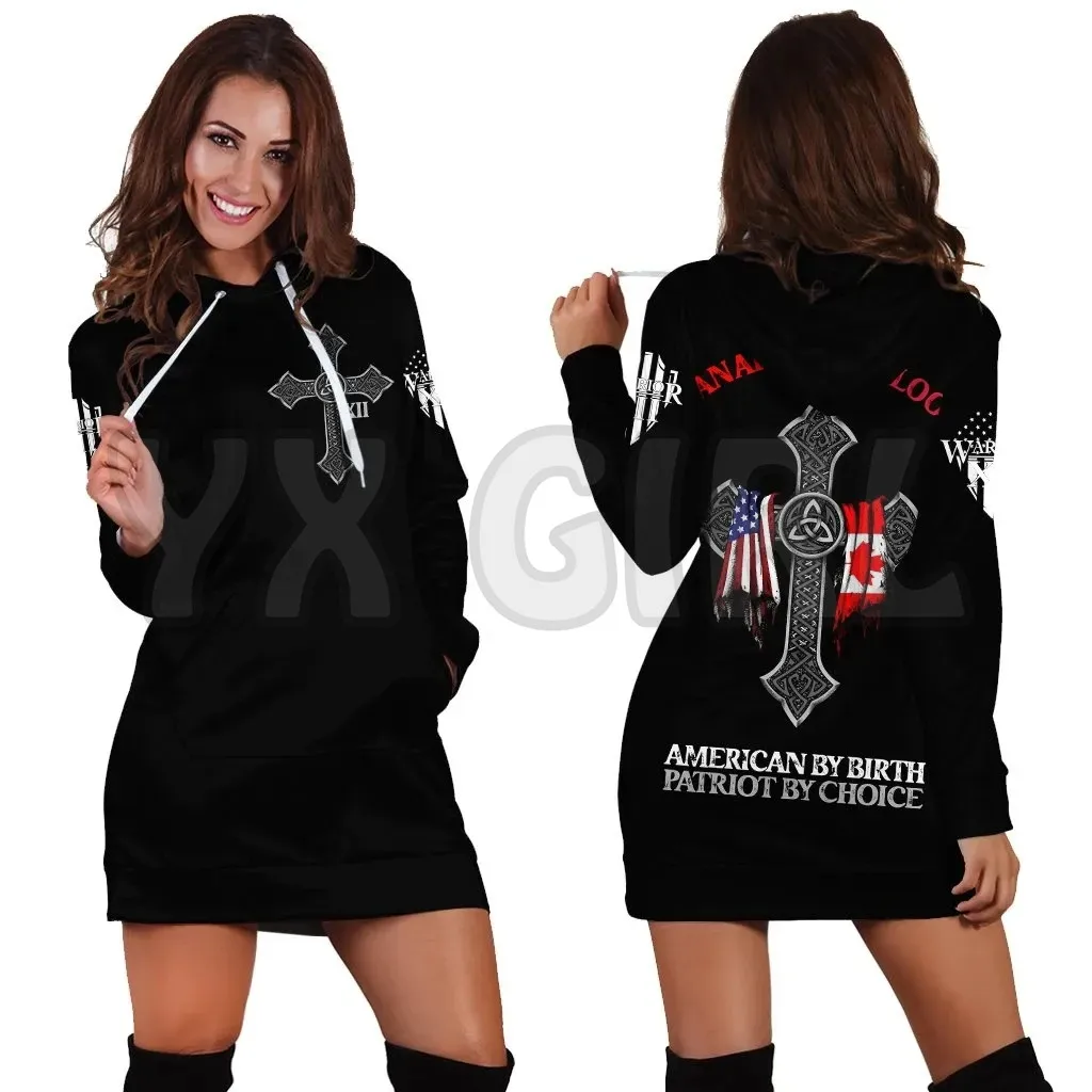 

YX GIRLCanada Canadian By Blood 3D Printed Hoodie Dress Novelty Hoodies Women Casual LongSleeve Hooded Pullover Tracksuit