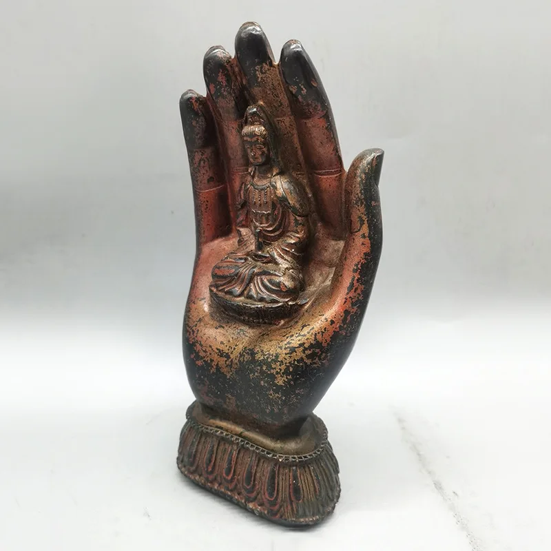 Antique Brass Craft Zen Buddha Hand Home Living Room Decorative Ornament Retail