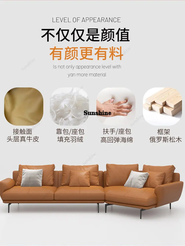 The first layer of cowhide down is light luxury art Italian minimalist special-shaped chaise chaise creative sofa