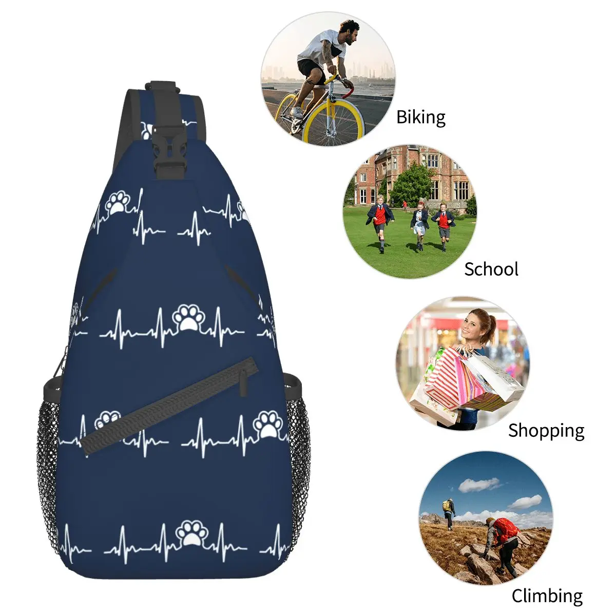 Paw Lifeline-bandolera pequeña para el pecho, mochila de hombro para amantes de los perros, mochila de día para viajes, senderismo, ciclismo