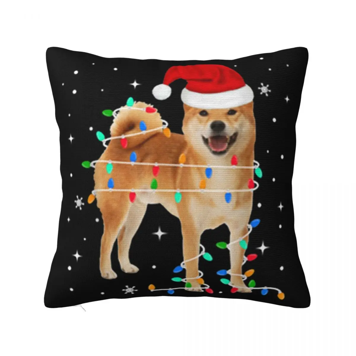 Beautiful Funny Shiba Inu Christmas Light Gifts Xmas Unique Customiz Vintage Oversize Style Pillow Case