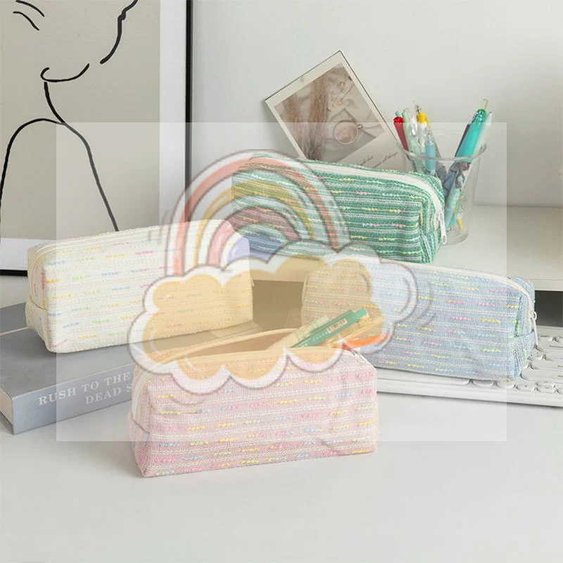 Pencil Case Pouch, Cute Pencil Case With Versatile Colorful Lines And Large Capacity Storage Bag