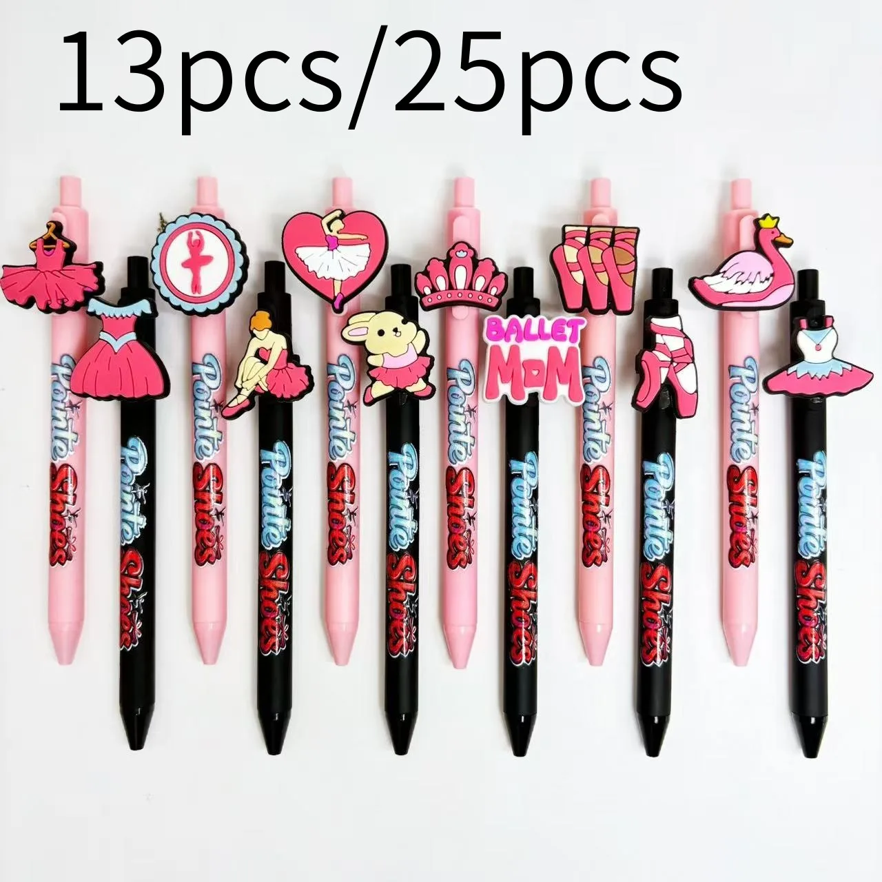 

13pcs/25pcs Creative Ballet Theme Ballpoint Pens 'Pointe Shoes' Printed Ballpoint Pens Student Writing Gift Pens