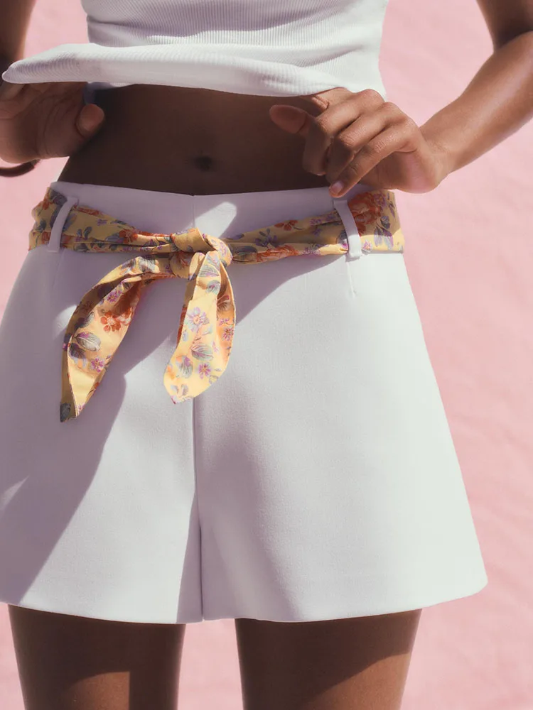 Faionable Sciarpa sottile Dettaglio Vita alta Orts Nuova collezione estiva Abbigliamento da donna Pantaloni semplici e versatili per il pendolarismo