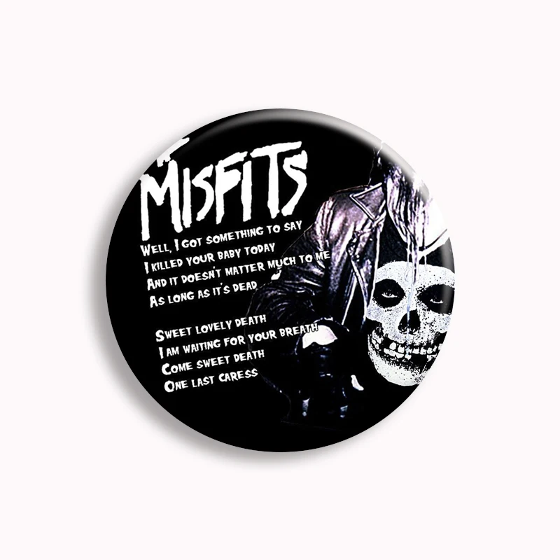 Misfits 핫 호러 펑크 록 음악 밴드 단추 힙합 해골 얼굴 고딕 브로치 배지 가방 액세서리 장식 쥬얼리 팬 수집