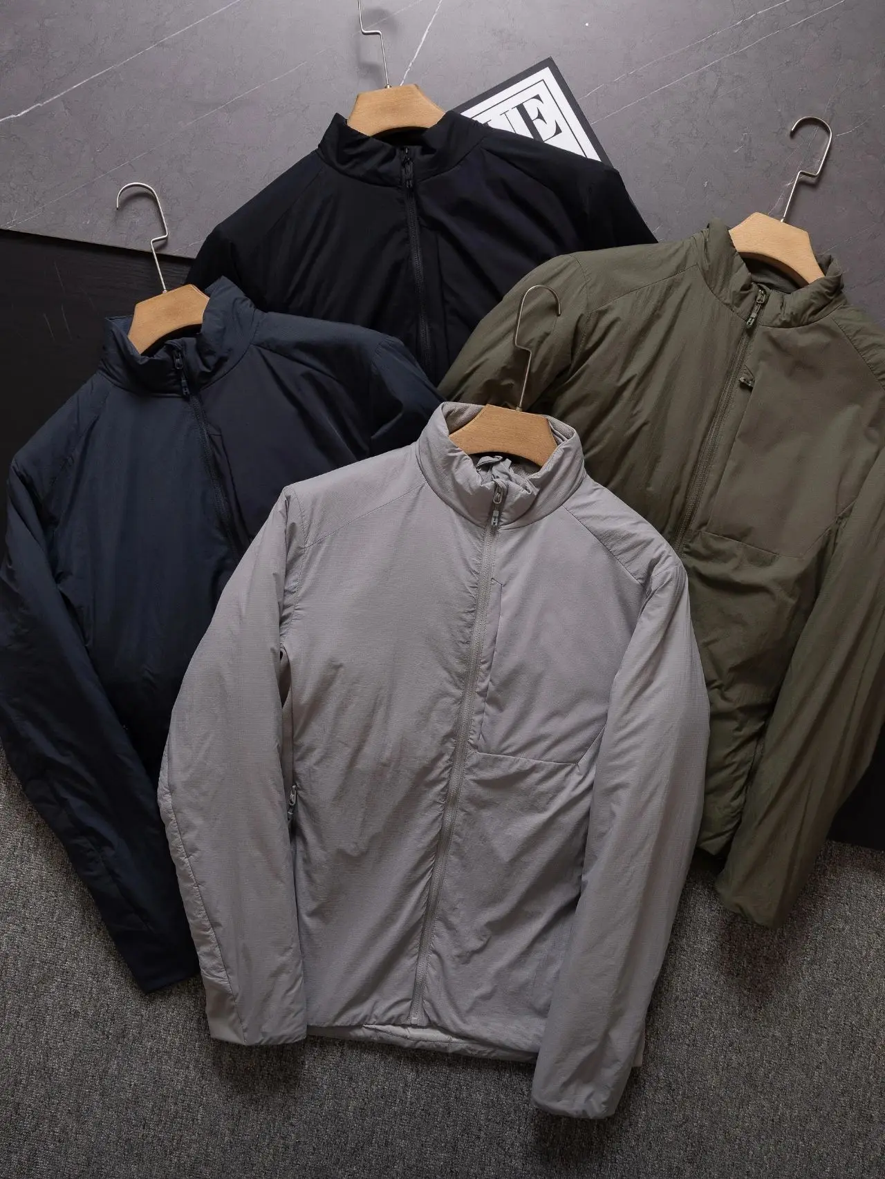 

Lightweight Design Outdoor Men's Casual Tee-Proof Function Collar Hiking Mountain Warm Cotton Jaet Stand Fit Long Sve