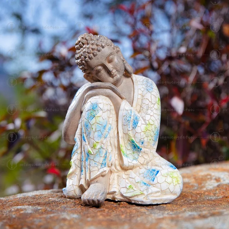 Mini Buddha Statue Ornament, New Chinese Style Zen Decor for Garden, Micro Landscape, Bonsai & Fish Tank view 3
