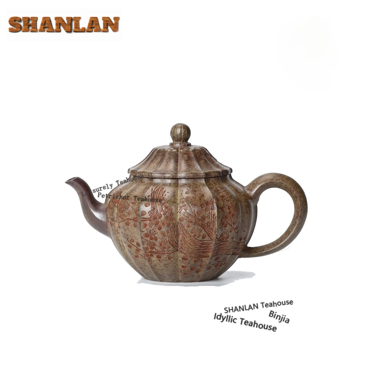 240ml Elegant Yixing Purple Clay Teapots Handmade Rib Pot Raw Ore Agarwood Mud Kettle Zisha Tea Set Teaware Decoration Supplies