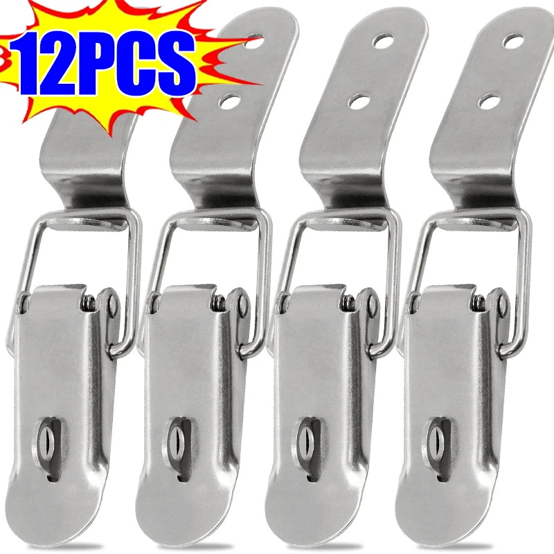 12/1x 90 Degrees Duck-mouth Buckle Hook Lock for Leather Suitcases Wooden Boxes Iron Spring Loaded Draw Toggle Latch Clamp Clip