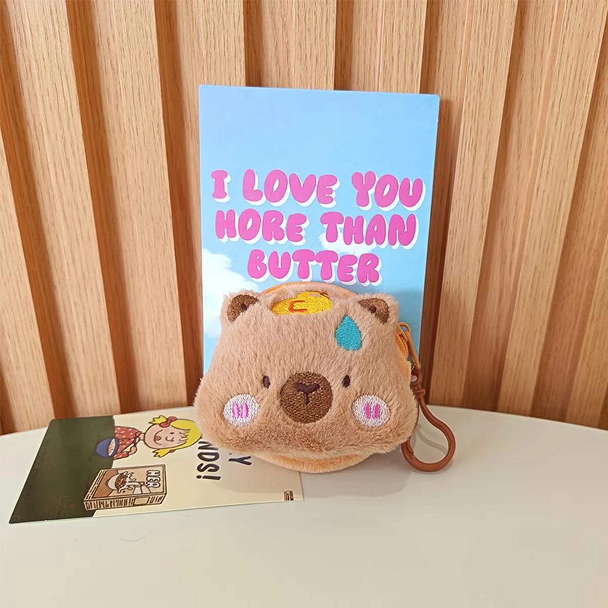 New Creative Capybara Anime Plush Coin Purse Keychain Kawaii Mini Coin Purse Keyring Cartoon Bags Key Pendant Christmas Gifts