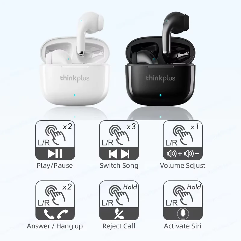 Lenovo LP40 Pro Earphone Bluetooth Nirkabel Baterai Tahan Lama Headphone Musik Modis Latensi Rendah Panggilan HD Pilihan Earbud Gaming