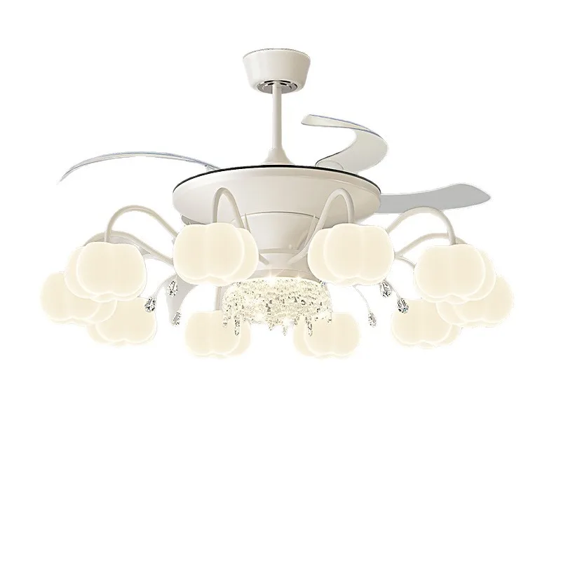 Cream Wind New Living Room Fan Light Silent Invisible Dining Room Ceiling Fan Light Creative Cloud Children's Room Fan Light