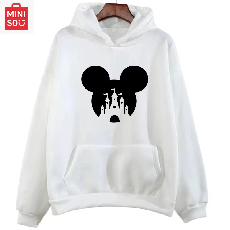 

MINISO no-lanyard fashion castle Mickey Minnie Disney pullover men and women casual sweater bow heart mouse head hoodie