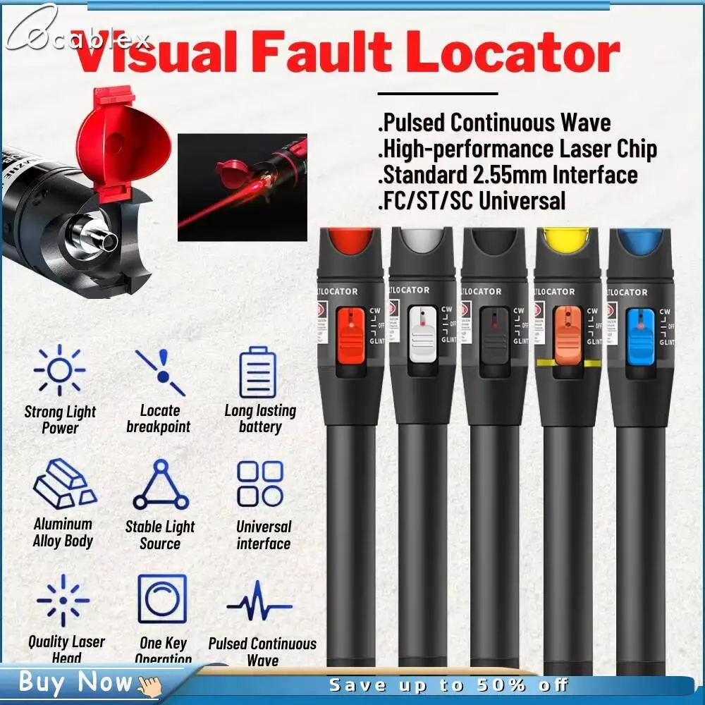 

Ceramic Sleeve30mw/20mw/10mw/1mw Visual Fault Locator Fiber Optic VFL Tester Detector Pen For SC/ST/FC Connector