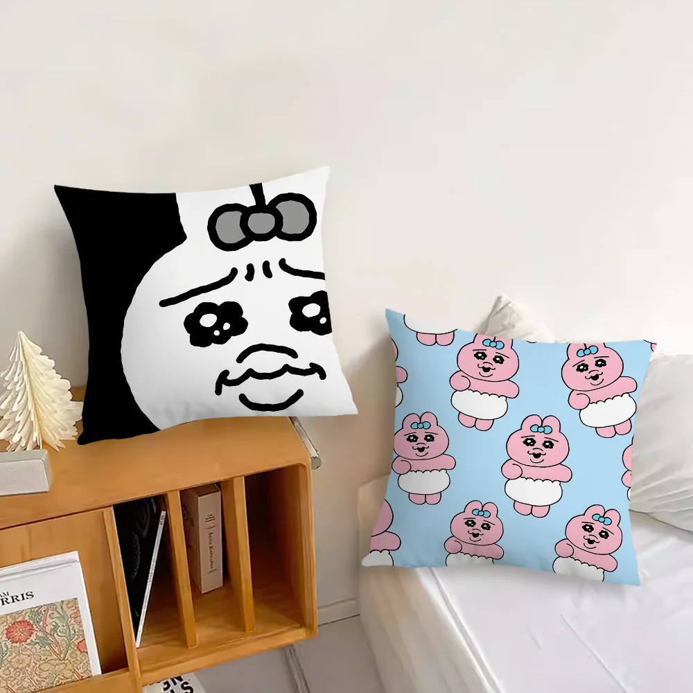 O-Opanchu Cartoon U-Usagi Pillow Case For Sofa Bedroom Living Room Office Bedside Table Backrest Cushion Printing Square