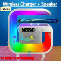 Multifunction Wireless Charger Stand Bluetooth 5.0 Speaker FM TF RGB Night Light Fast Charging Station for iPhone Samsung Xiaomi