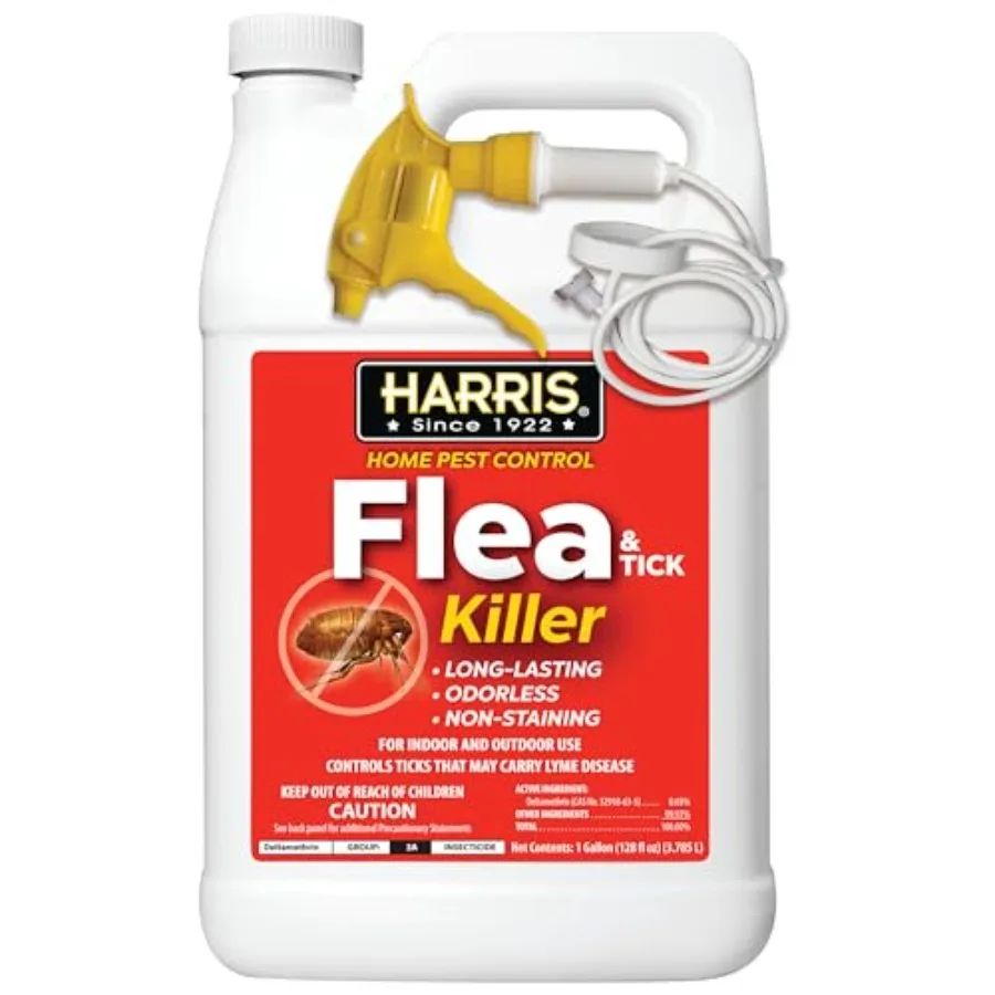 

Flea and Tick Killer, Liquid Spray with Odorless and Non-Staining Extended Residual Kill Formula Gallon