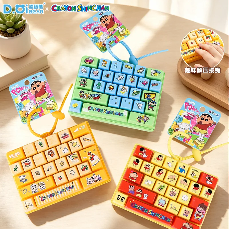 26-key Crayon Shin-chan Keyboard Keychain Stress Relief Toy Student Bag Charm CoupleBag Decoration Anime Figure Cosplay Gift