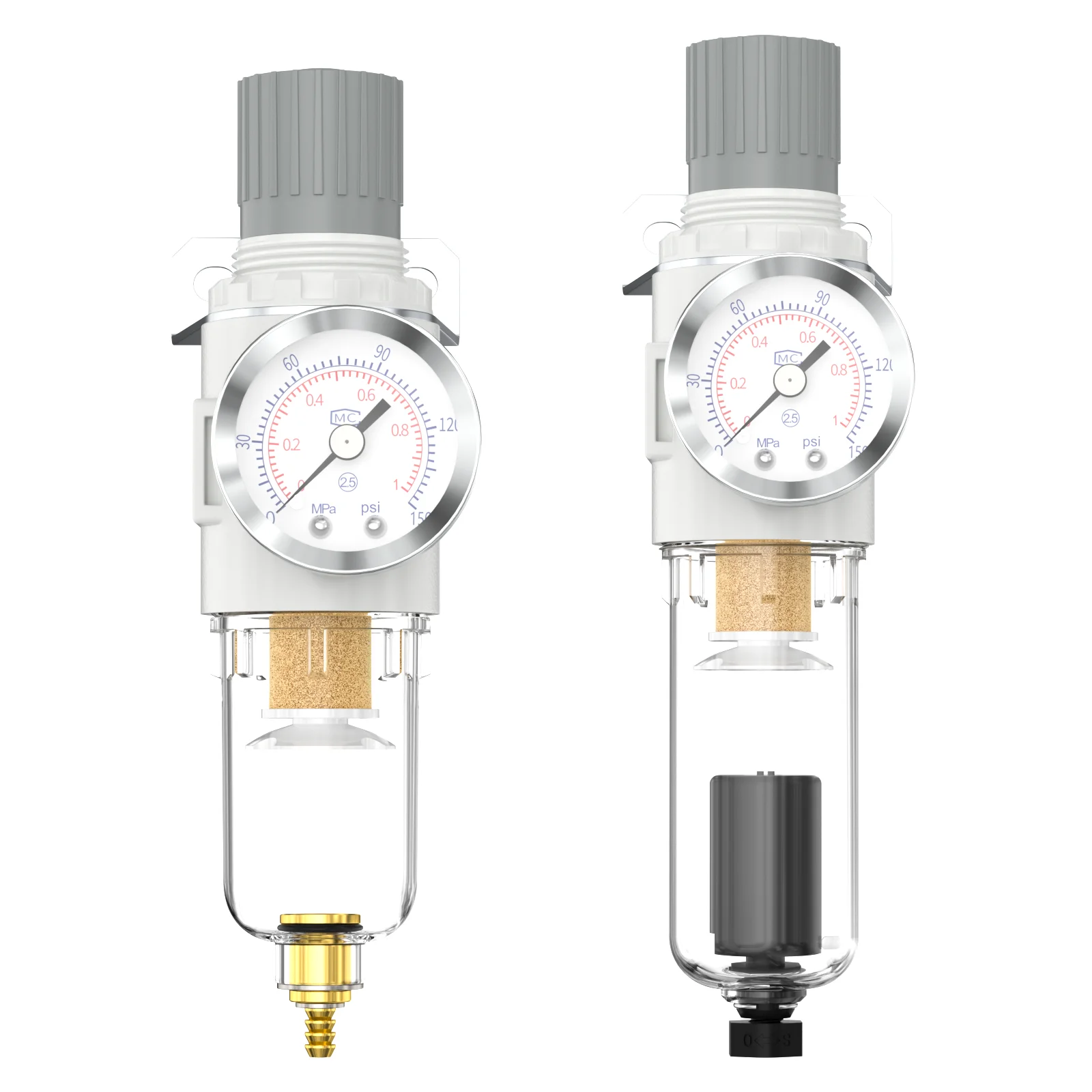 White AFR-2000 1/4 Pneumatic Filter AFR2000 Filter Regulator Air Treatment Unit Pressure Gauge For Compressor with Fitting