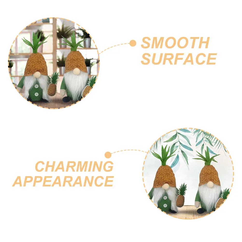 2Pcs Hawaii Gnome Decor Set Cute Pineapple Dwarf Ornament Soft Safe Material Stable Standing Spring Party Easter Home Desktop