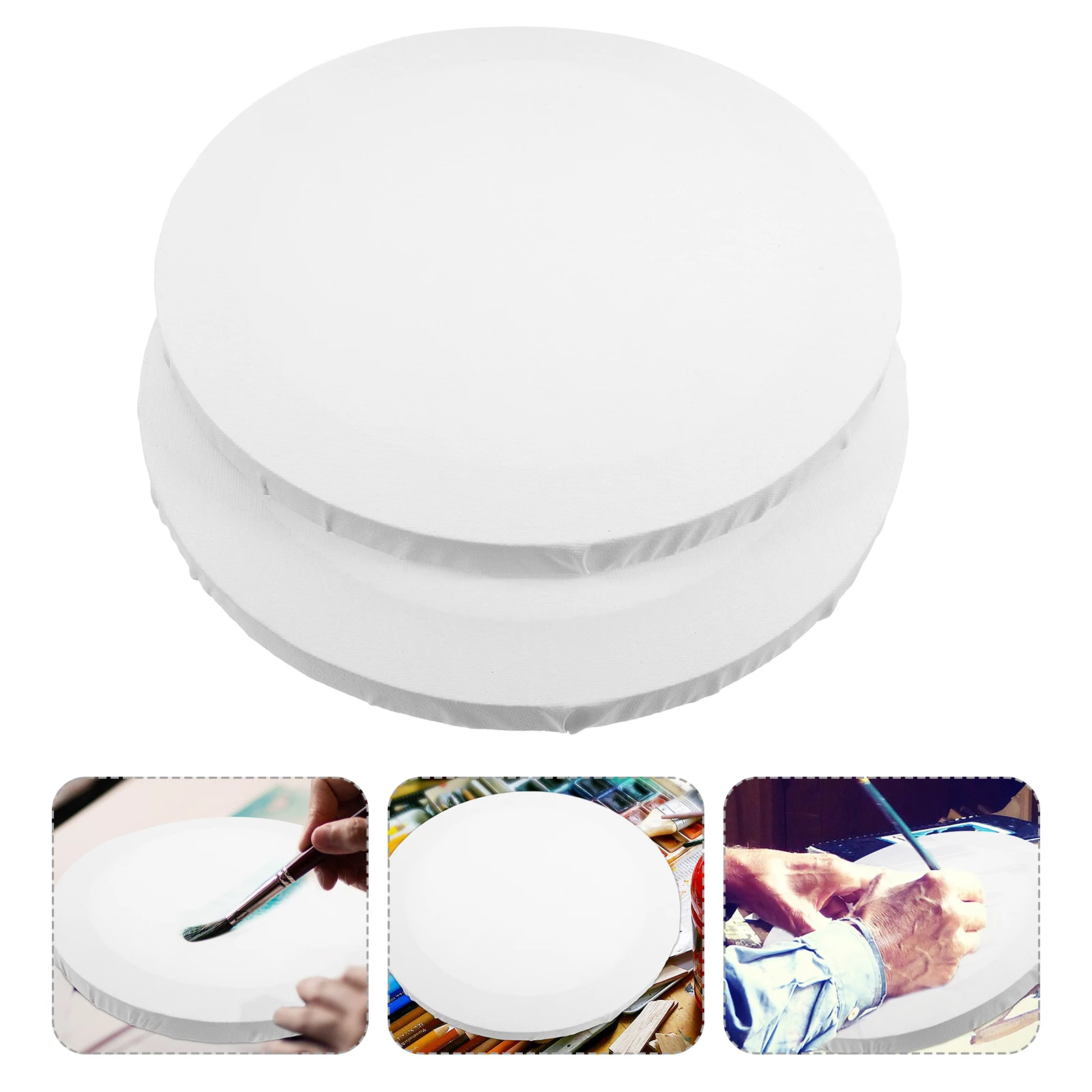 

2 Pcs Round Oil Painting Frame Canvases for Acrylic Framed Blank Cotton Diy Board