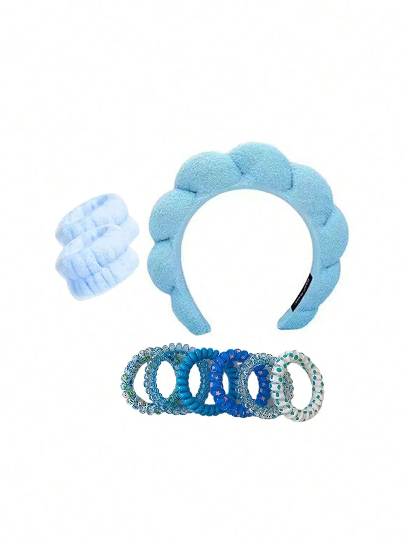 منشفة مكارون للنساء إسفنجة فلانليت ، عجين مقلي ، عصبة شعر للوجه ، رباط معصم ، مشبك شعر علوي عالي الجمجمة ، 9 *