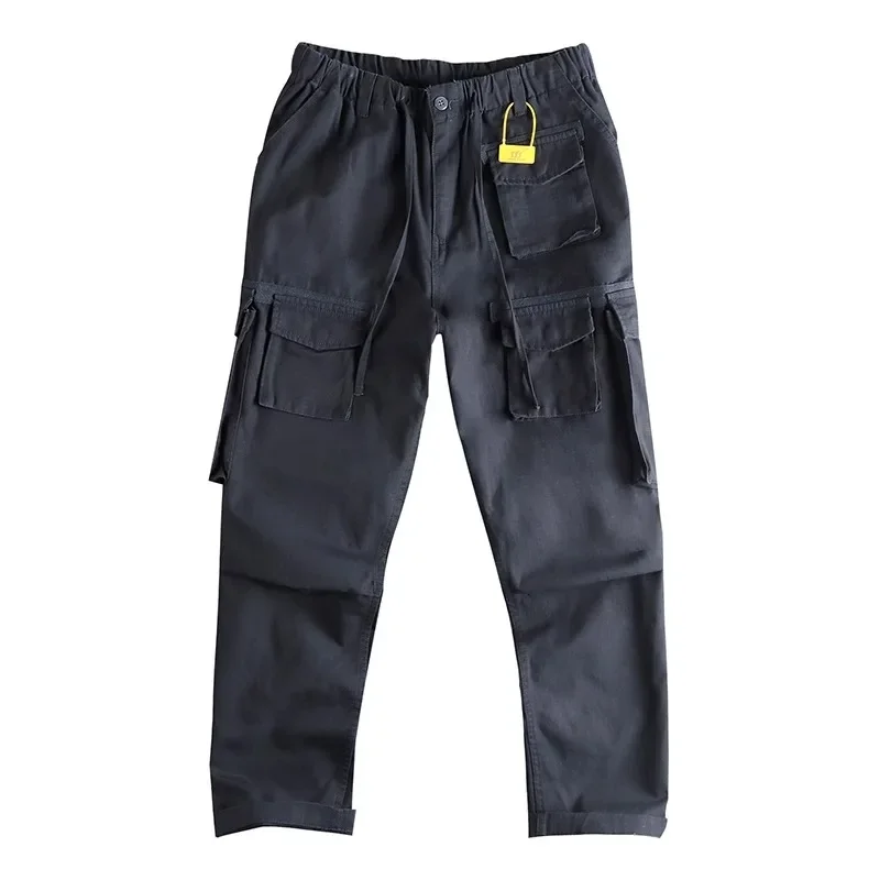 Spring New2026  American Retro Woven Cargo Pants Men's Washed Multi Pocket Straight Casual Loose Trousers Hot Sale