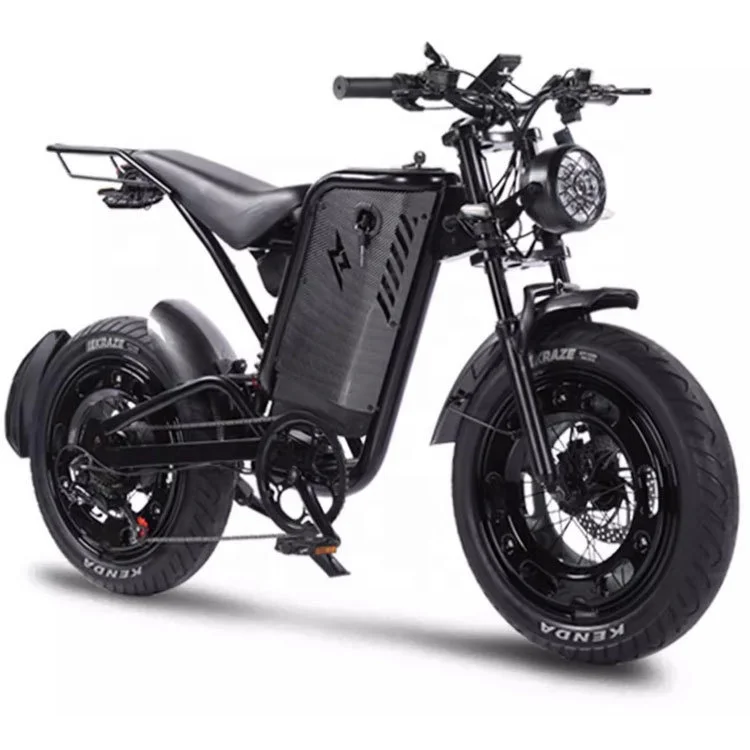 

Custom Fat Tire Electric Bike Black Electric Bike Retro Off Road Fat Tire Lithium Battery Powered Electric Mountain Bike