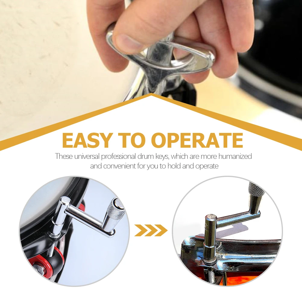 

3 Pcs Keys Drum Wrench Set Percussion Adjustable Adjusting Silver Steel Tuning Drums Wrenches