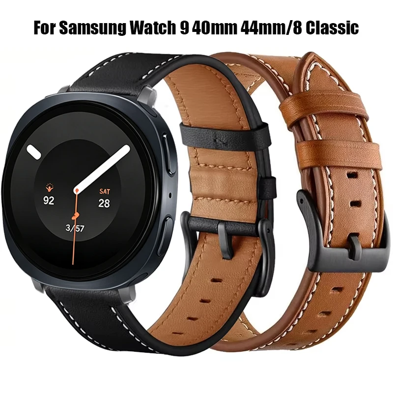 Leather Strap For Samsung Galaxy Watch 9 8 40mm 44mm/8 Classic Replacement Smartwatch Wrist Bracelet Correa For Galaxy Watch 9 8