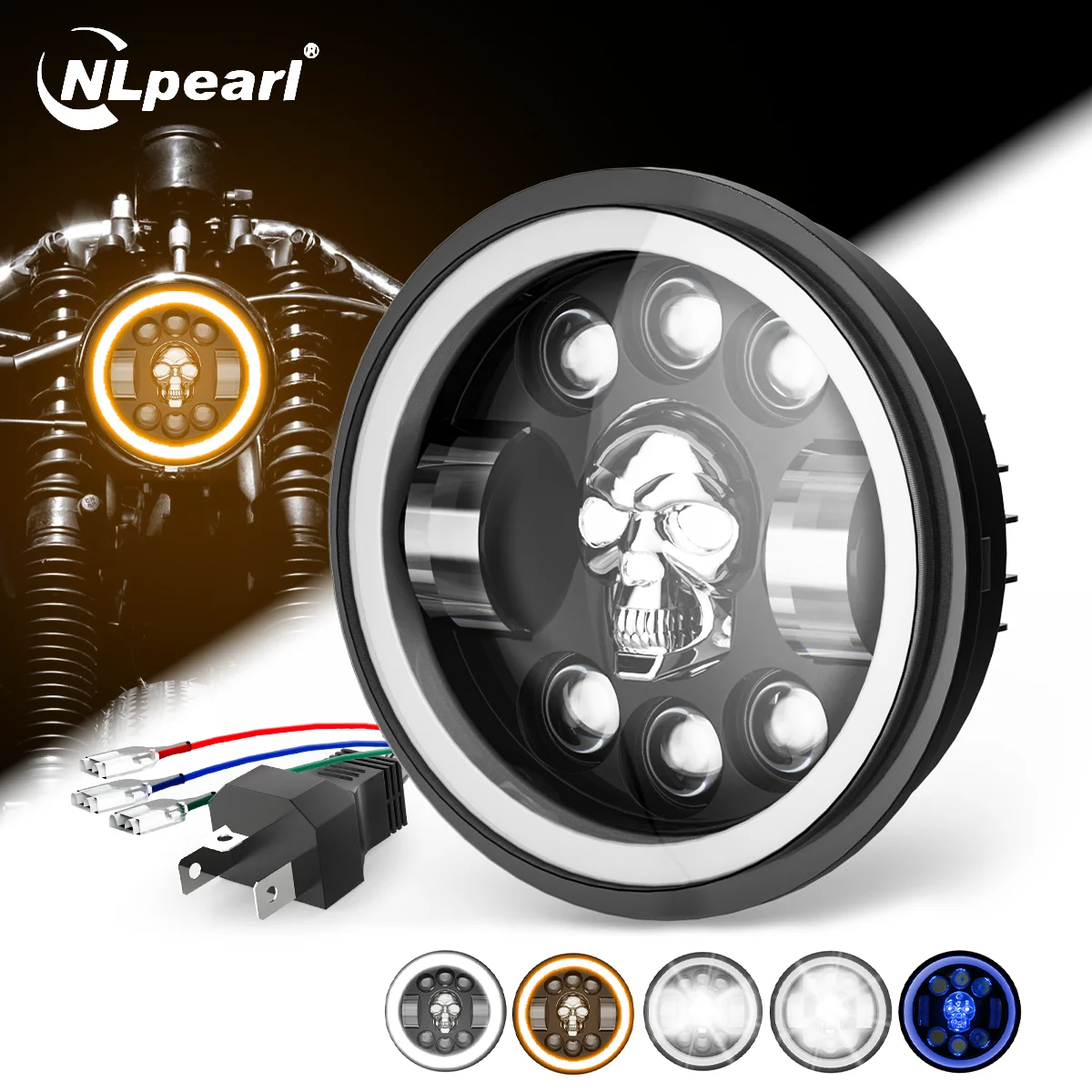 

5.75" Round LED Headlight White Amber DRL Motorcycle led headlight For Honda For Harley Car Motor Accessores ﻿
