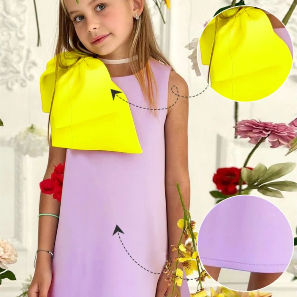 2024 New Girls party dress Bow Princess EidalFitr New In Dress Sleeveless Holiday Children Clothing  Party Costume Girls Clothes