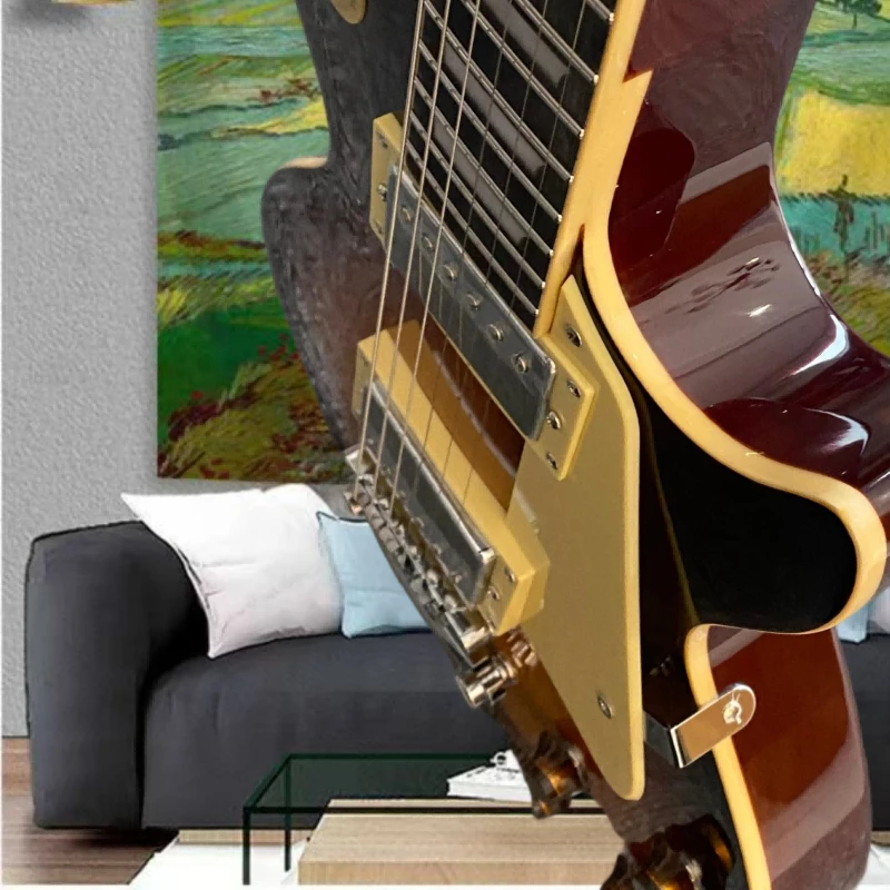 Custom Vintage LPQ Electric Guitar Black Edge Tobacco Sunburst Flame Maple Top Chrome Tune-o-matic Bridge Free Delivery