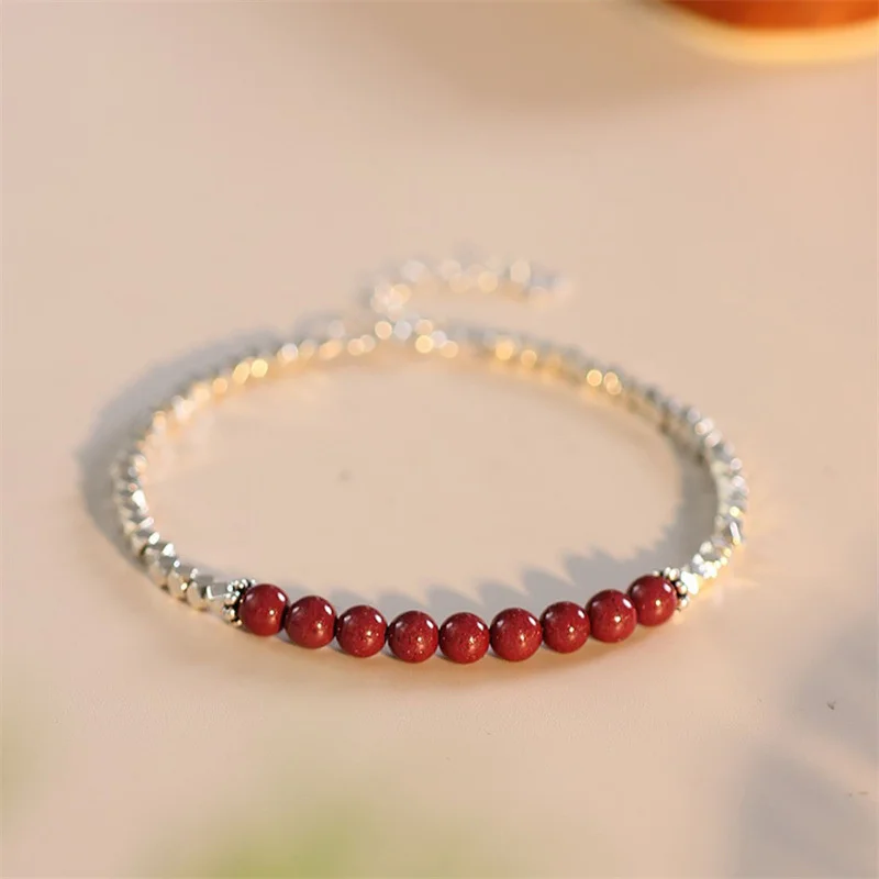 Natura S925 Silver Bracelet Women's 2022 New Year of Rabbit Cinnabar Bracelet Simple and Luxury Amulet