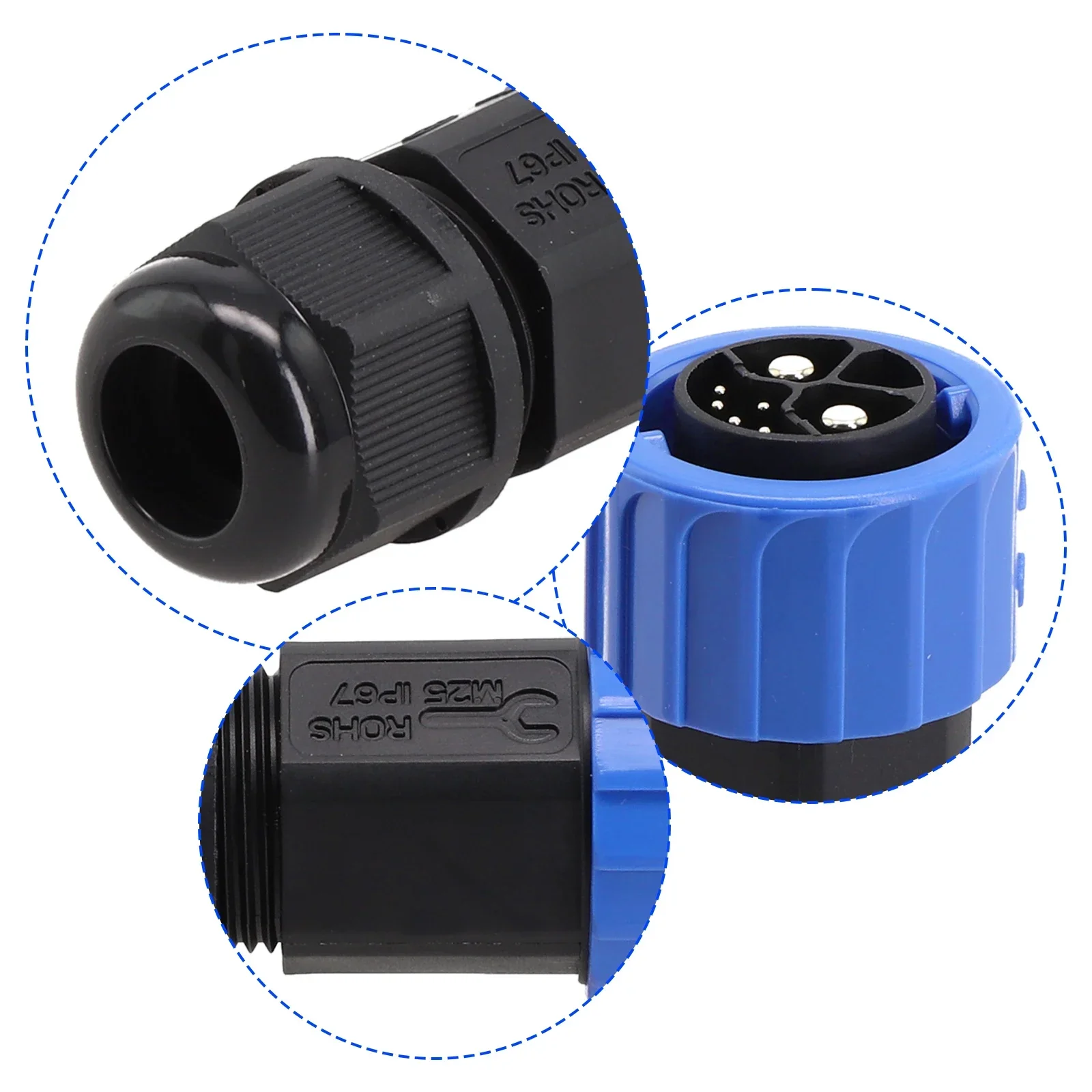 M23 IP67 Male Female 2+1 Plus 5 Energy Storage Connector Motorcycle Charger Socket Fit For New Energy Vehicles Household