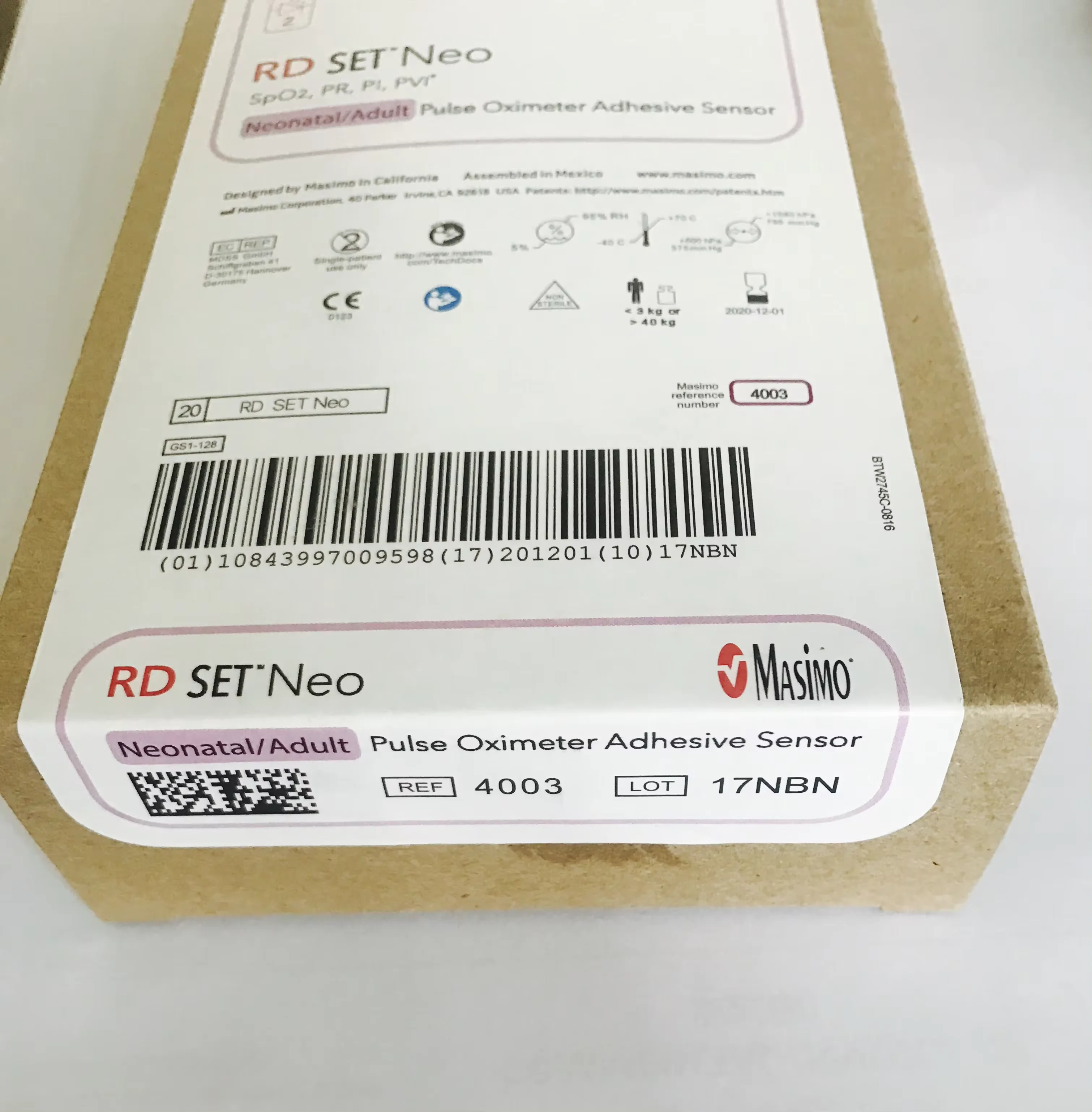 Masimo REF4003 Masimo  RD SET Neo Spo2,PR,PI,PVI Neonatal/Adult Pulse Oximeter Adhesive Sensor  (New,Original)