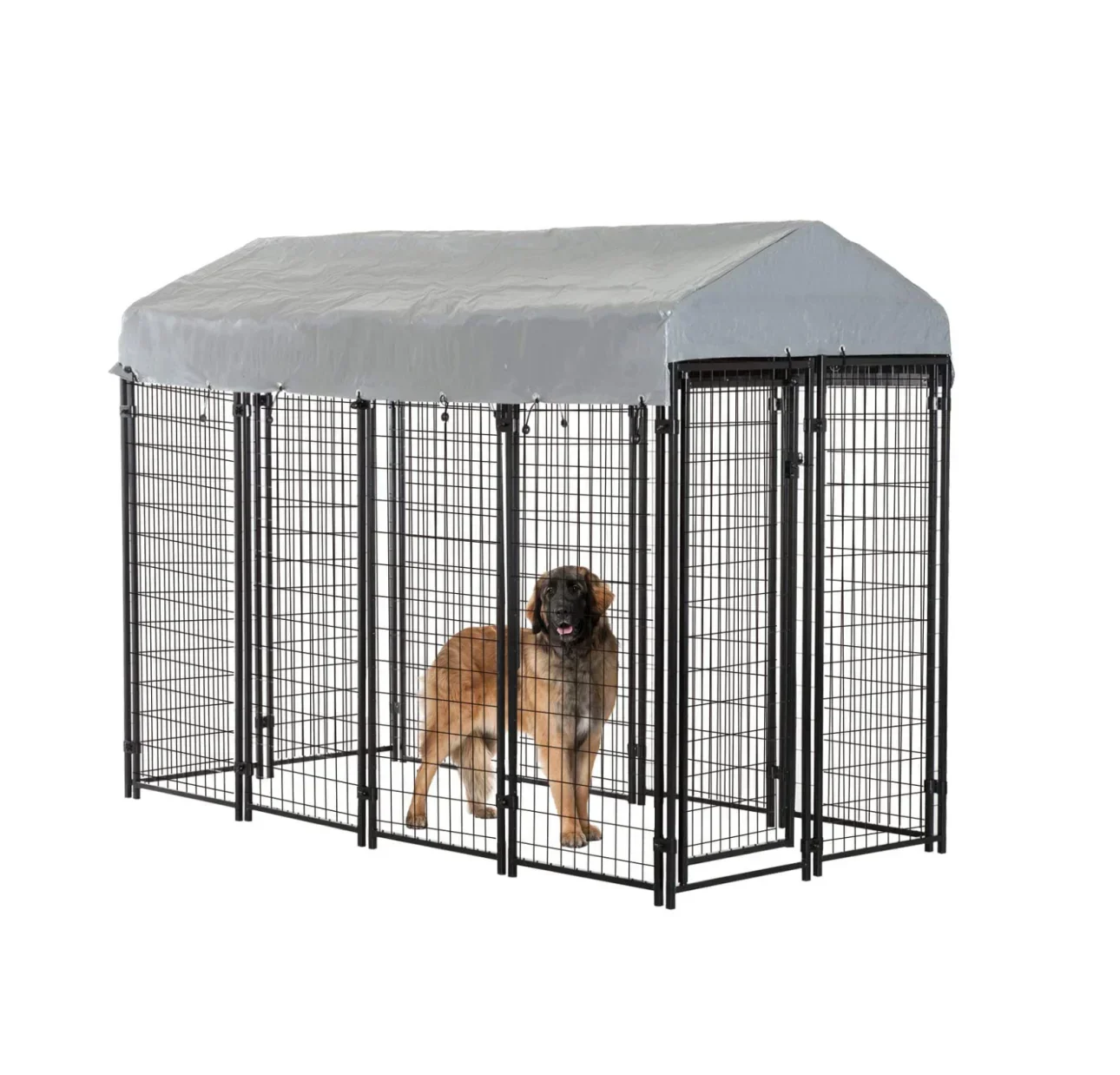 

Outdoor Metal Dog Kennel Dog Cage Anti-rust Playpen Dog Fence Heavy Duty Outdoor Black Powder Coating Rectangle Solid